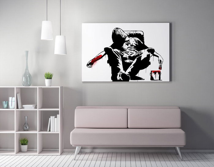 Wallity WY134 Banksy Lienzo Decorativo Enmarcado 50 x 70 cm